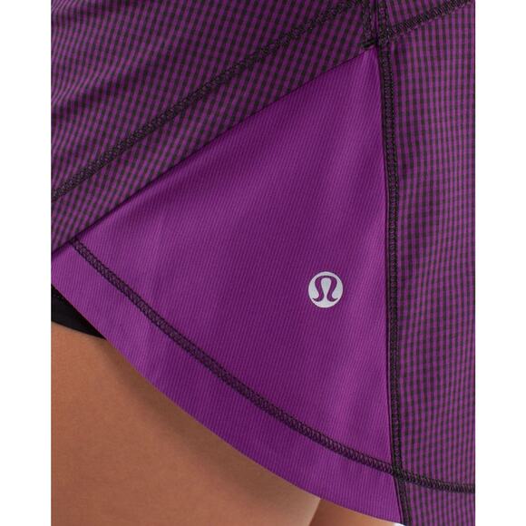 Lululemon Full Stride Skirt Skort Shorts Eighth Gingham Tender Violet Black Sz 6 - Picture 9 of 16
